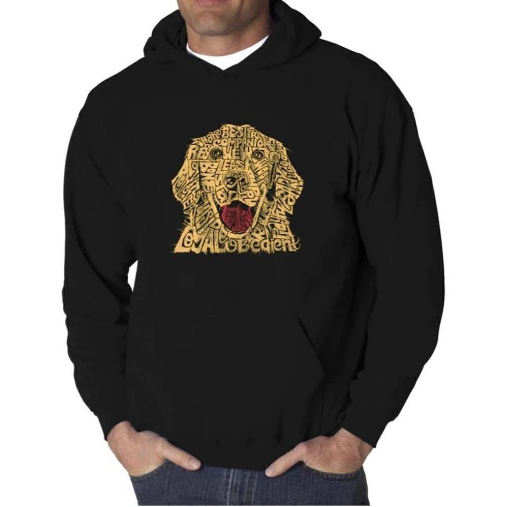 L.A Pop Art Men's Word Art Hooded Sweatshirt - Dog Size Large